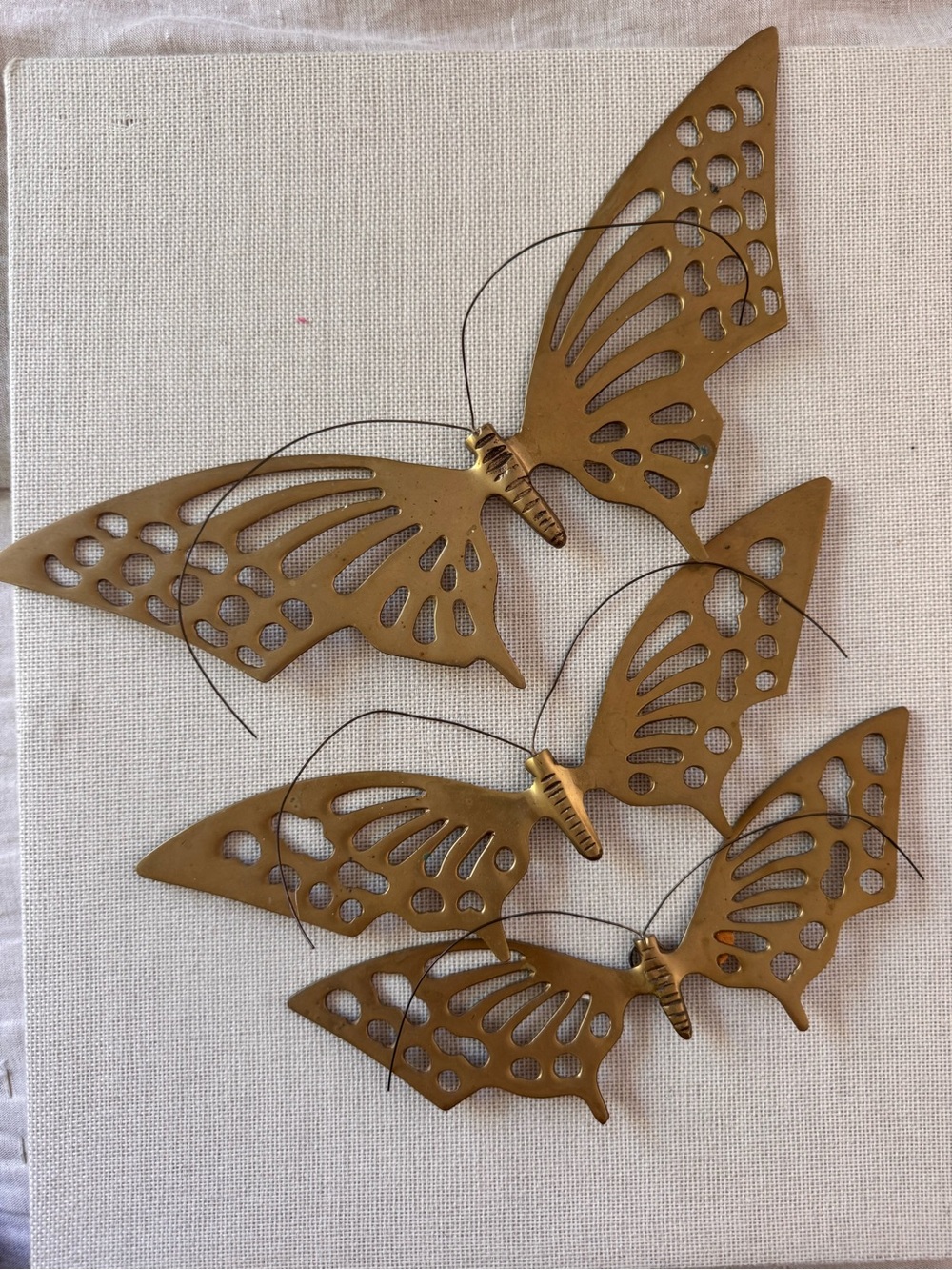 HOME Vintage looking Brass butterfly SET wall art
